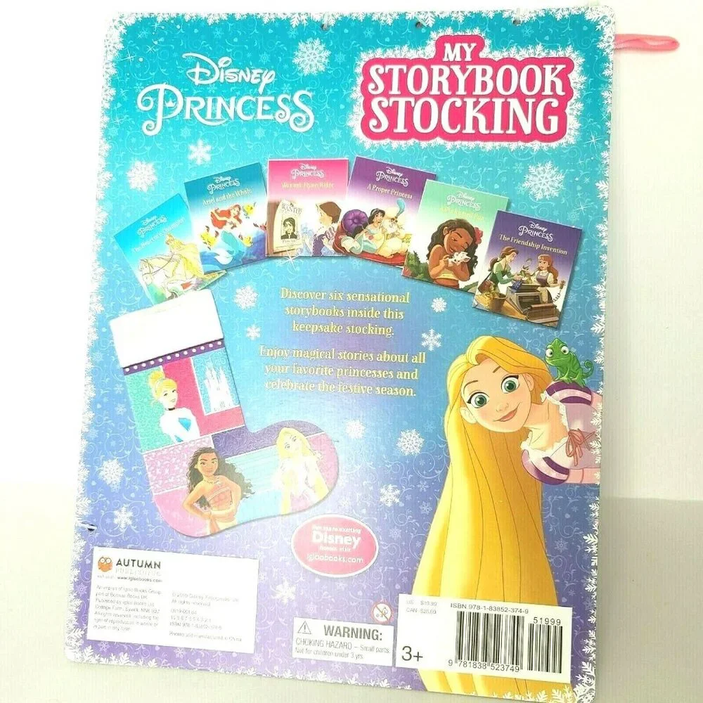 Disney Princess My Storybook Christmas Stocking Keepsake with 6 Books Inside NEW